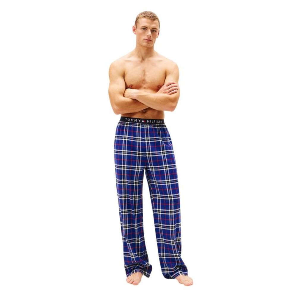 Tommy Hilfiger Mens Flannel Plaid Pajama Bottoms / Blue - Picture 5 of 5